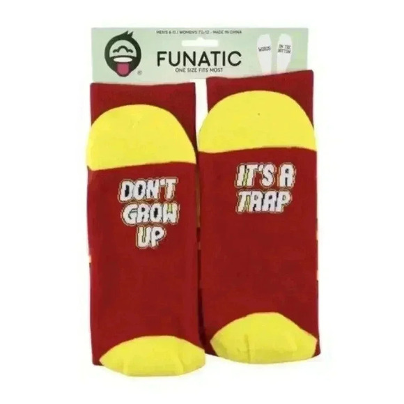 Funatic Accessories - Funatic Don’t Grow Up It’s A Trap Socks - Funny Novelty Gifts Adults Parents